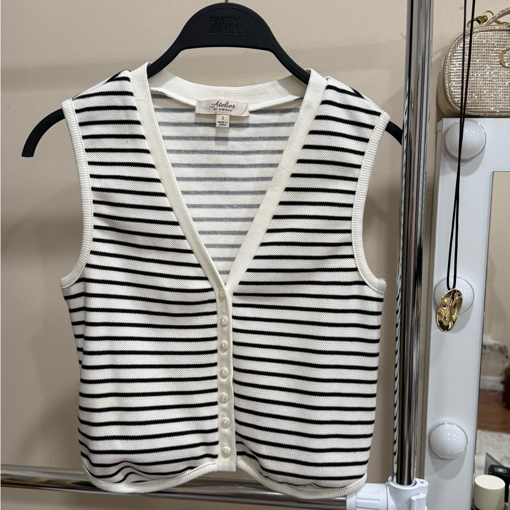 Atelier By Kirious Striped Knit Vest Size S